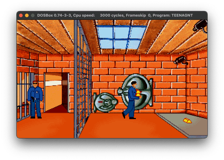 Zrzut ekranu z DOSBox z włączoną grą Teenagent
