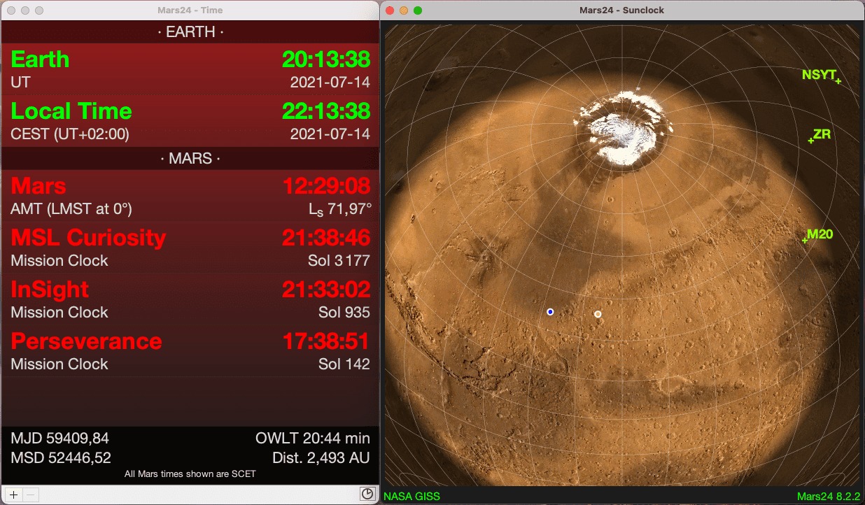 Zrzut ekranu z aplikacji Mars24