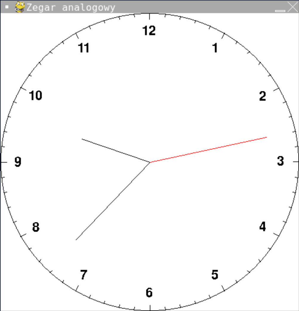 Rysunek zegara analogowego.